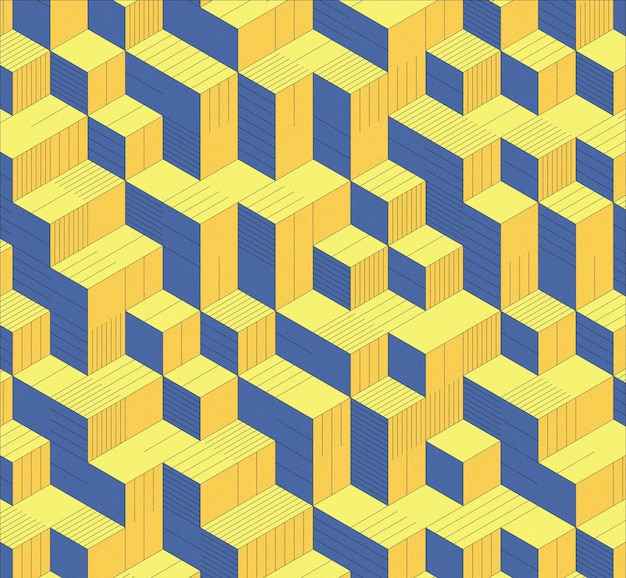 Isometric cube Multicolored and noise texture Gradient background 3d isometric cube Banner wallp