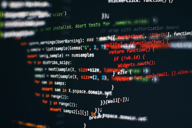IT business Python code computer screen Mobile application design Concept