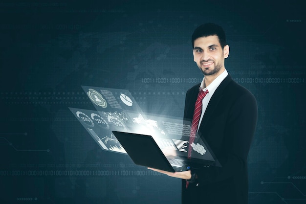 Italian businessman working with virtual screen