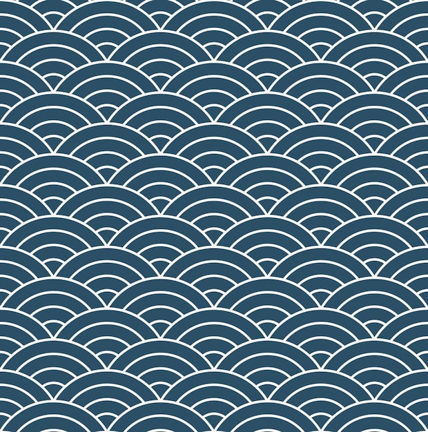 Japanese modern seamless pattern Wave concept pattern background Blue and white pattern Vector