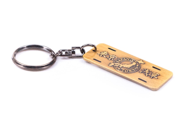 Key ring with text over white background