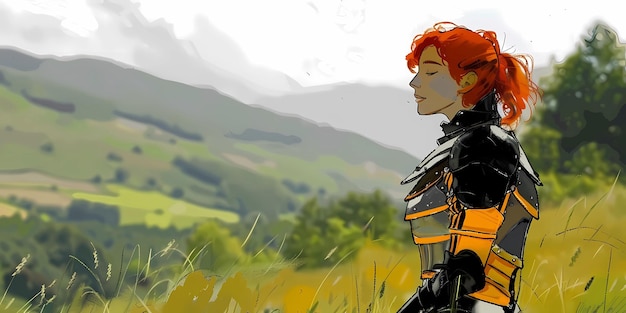 knight girl medieval illustration desktop background