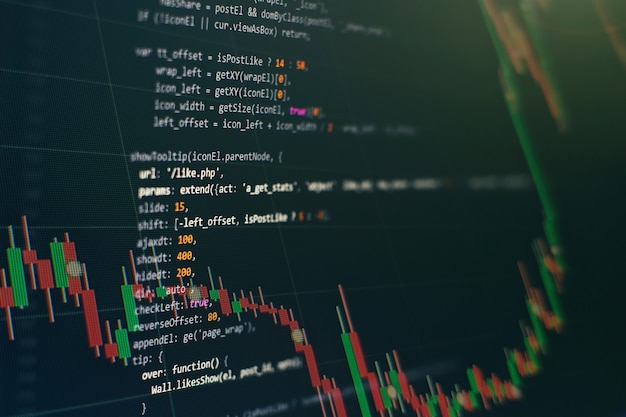 Kode til udviklerprogrammering. Abstrakt computerscriptkode. Programmeringskode på skærmen for softwareudviklere. Tid til softwareprogrammering.