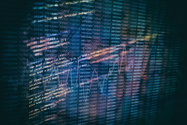 Kode til udviklerprogrammering. Abstrakt computerscriptkode. Programmeringskode på skærmen for softwareudviklere. Tid til softwareprogrammering.