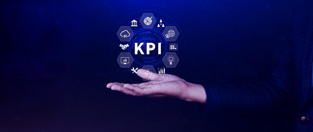KPI Key Performance Indicator concept Management data System KPI connected database follow earnings operations and sales data Financial business data analytics graph dashboard