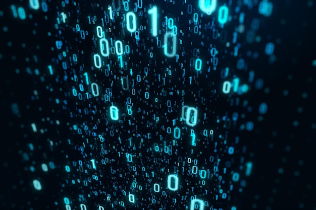 Kreativ binær kodning på mørk tekstur Matrix og sikkerhedskoncept 3D-gengivelse