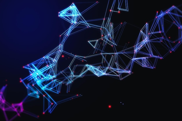Kreativ digital polygonal bølge på mørk baggrund. Teknologi- og designkoncept. 3D-gengivelse