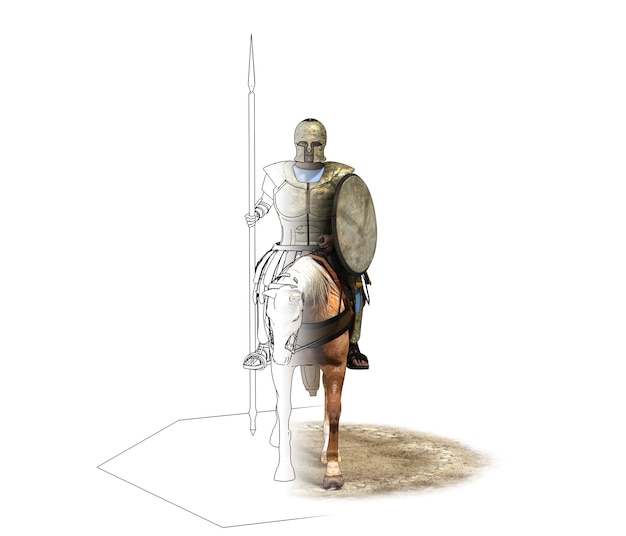 Krigerrider til hest 3D-rendering