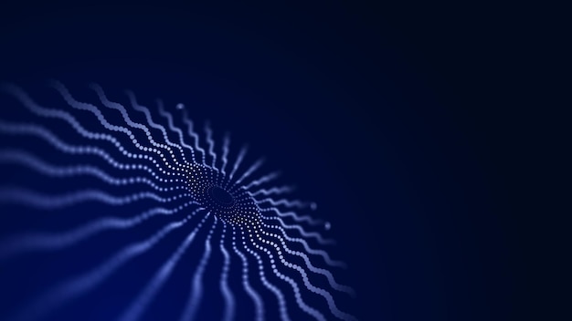 Kugle med bevægelige informationspartikler Global kommunikationsteknologi 3D-rendering