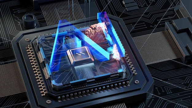 Kunstig intelligens i et komplekst og moderne GPU-kort 3D-rendering