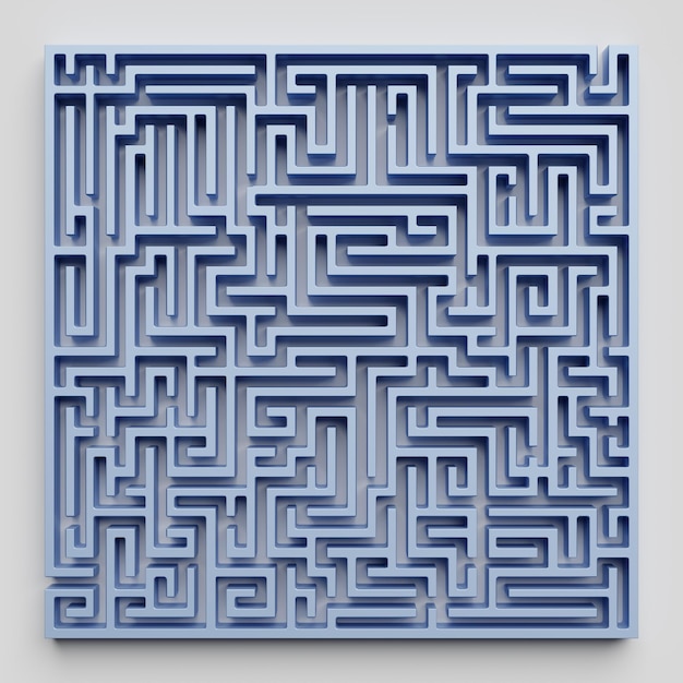 Labyrinth maze structure confusing way to the exit Breaking the deadlock 3d render