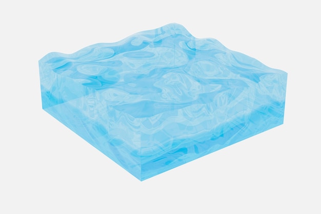light blue water wave cube with creative spheres bubble 3d rendering