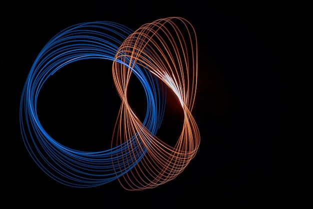 Light painting against black background