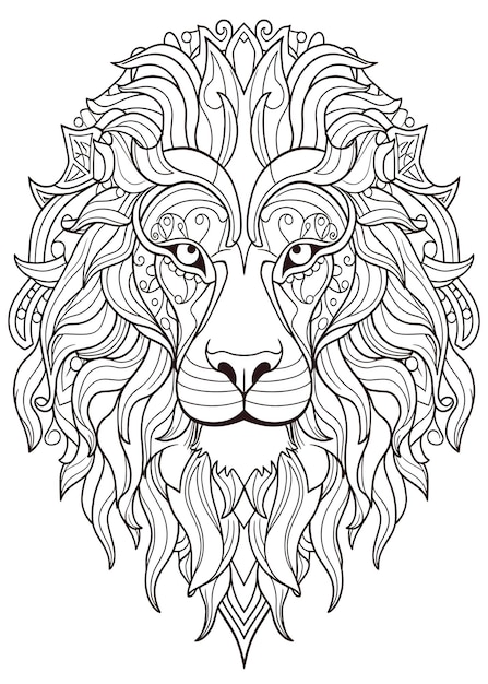 Lion Coloring Page Lion Line Art coloring page Lion Outline Drawing For Coloring Page Animal Coloring Page Lion Coloring Book AI Generative
