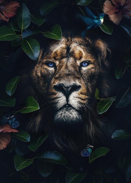 lion portrait lion manipulation portrait digital art wall art