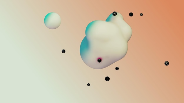 Liquid fluid dynamic abstract animated white metaball floating spheres blobs drops bubbles in