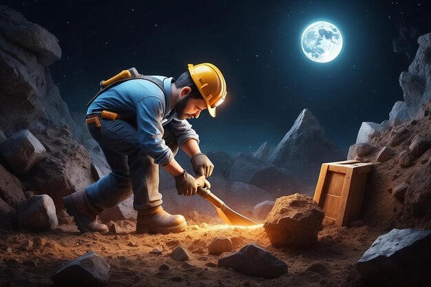 little miner is digging for bitcoin conceptual image for bitcoin mining and discovery crypto
