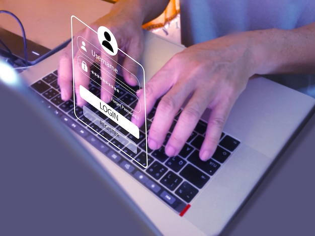 Lock icon and internet network security technology