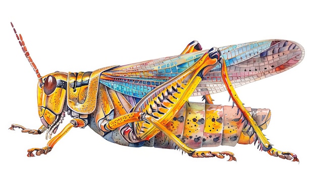 Locust illustration design in watercolor style isolated