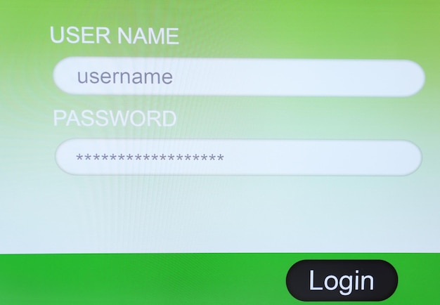 Login and password on monitor screen