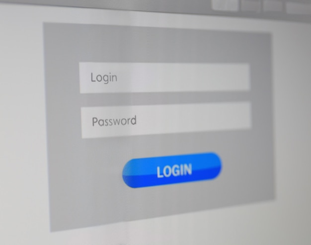 Login and password on monitor screen