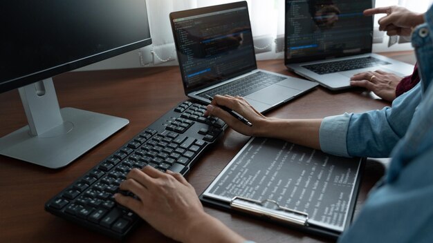 Low angle view of man working on table