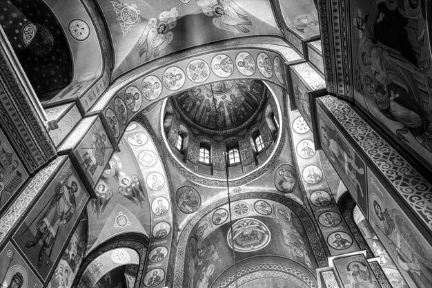 Low angle view of ornate ceiling in orthodox church