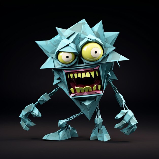 Ludicrous Polygon Monsters Twisted Characters With Shiny Eyes And Intense Movement Expression
