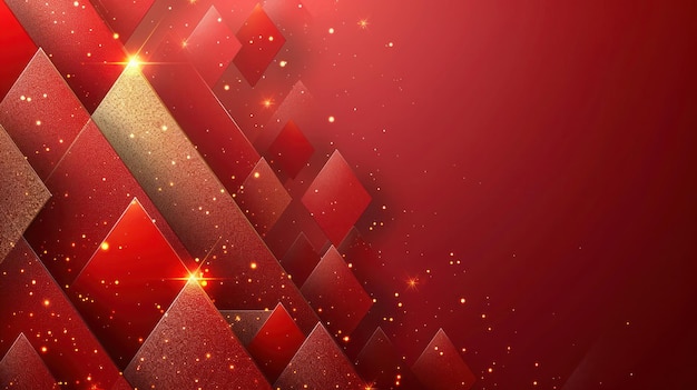 Luxurious pop art background in vibrant red with smooth flowing curves and elegant golden lines