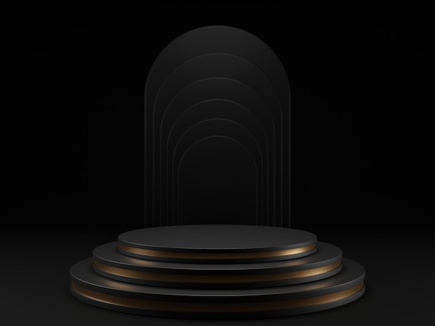 luxury black podium for cosmetic product stand