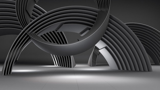 luxury parametric abstract architectural minimalistic with grid line background 3d render