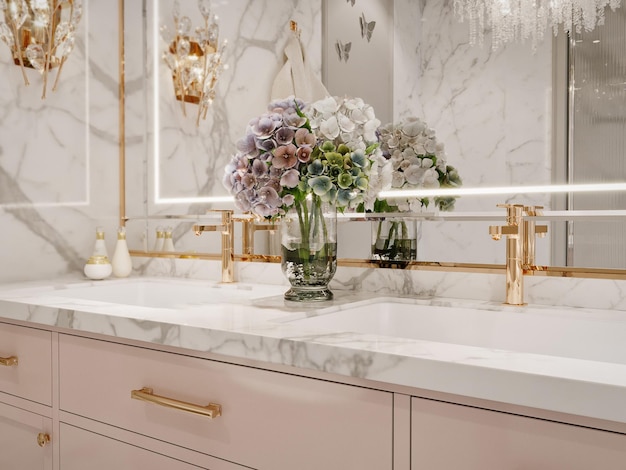 luxury pink marble bathroom