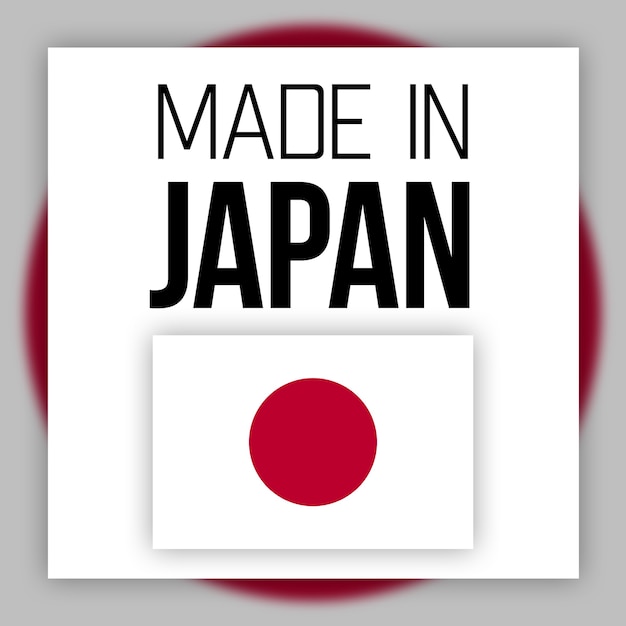 Made in Japan label, illustration with national flag