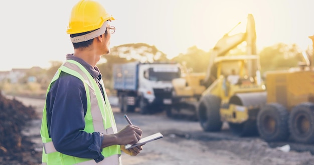 Male engineer using digital tablet against sky