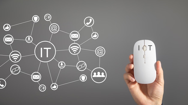 Male hand showing computer mouse IT concept