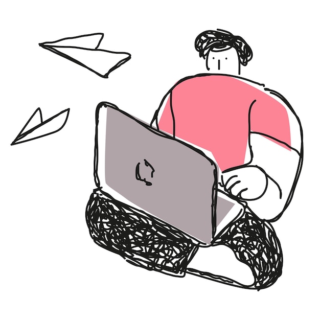 Man playing laptop transparent png clipart