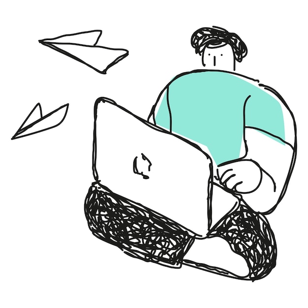 Man playing laptop transparent png clipart