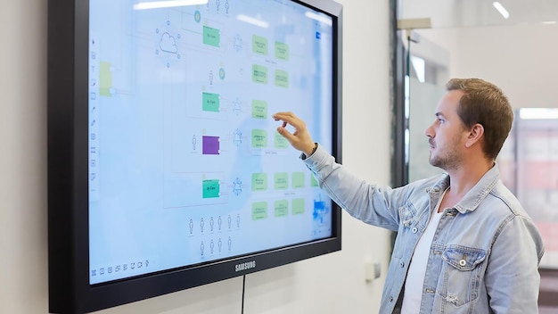 Man Presenting on Interactive Whiteboard