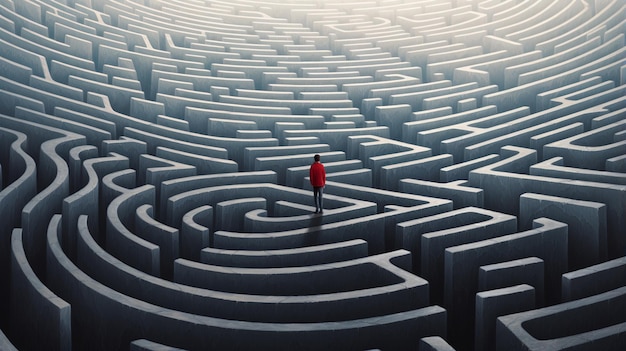 Man walks through the maze