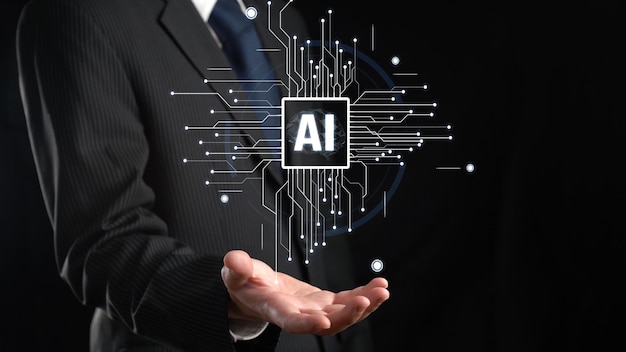 Människan interagerar med AI artificiell intelligens hjärnprocess generativ AI FaaS