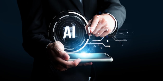 Människan interagerar med AI artificiell intelligens hjärnprocess generativ AI FaaS