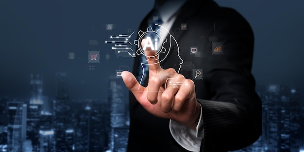 Människan interagerar med AI artificiell intelligens hjärnprocess generativ AI FaaS