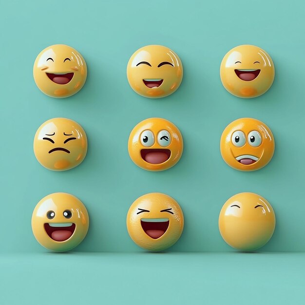 many faces of different sizes including one with the other with the other with the other one showing