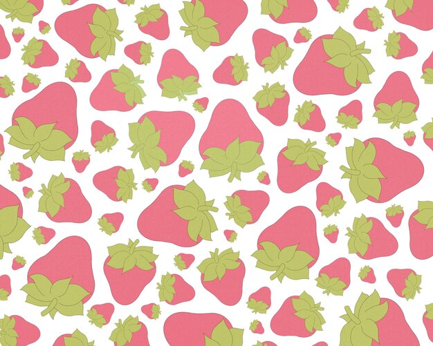 many handdrawn strawberries isolated on white background strawberry sweet summer pattern