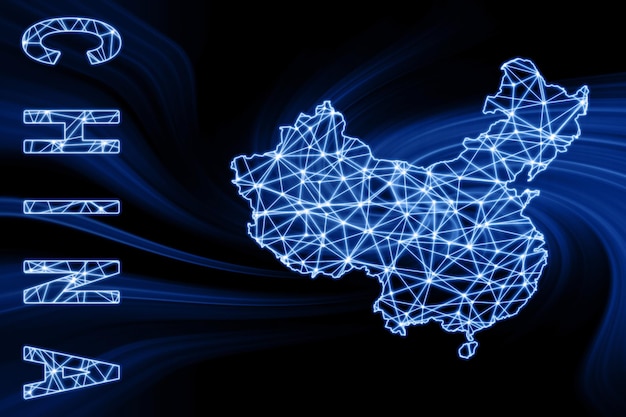Map of China Polygonal mesh line map