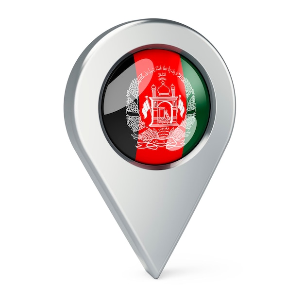 map pointer with flag of afghanistan 3d rendering isolated on white background