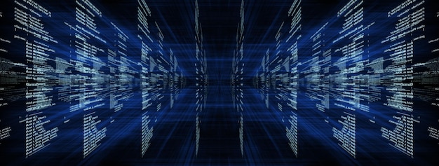 Matrix on blue with rays