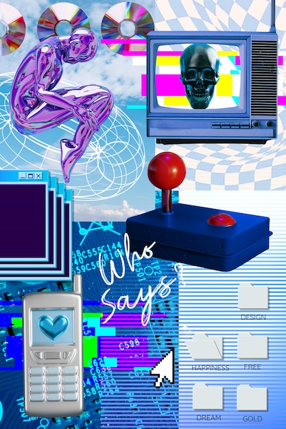 Maximalism-collage med teknologi design