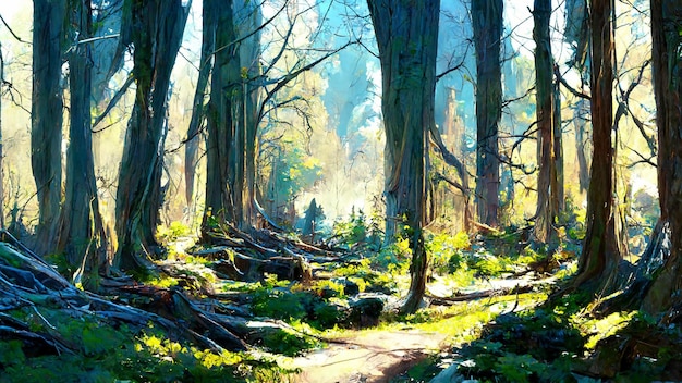 medieval style and features forest 3d illustration