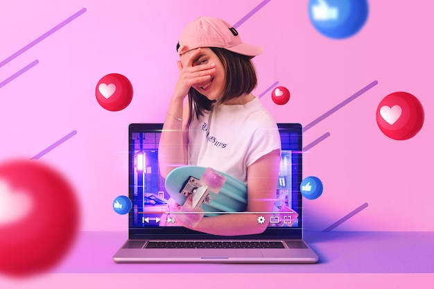 Medium shot girl influencer marketing